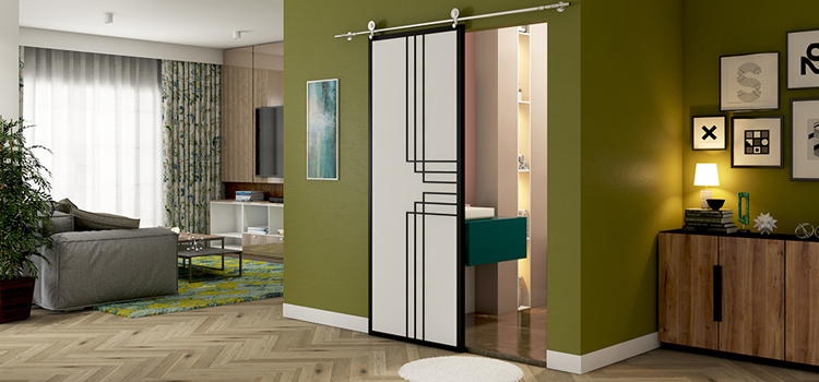 sliding bathroom door installation in Acton